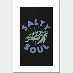 Salty Soul Turtle Typography - Cute Posters and Art